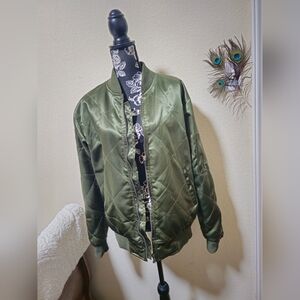 PRESTEJ Olive Green Women's Bomber Jacket 💚 (Large) 💚